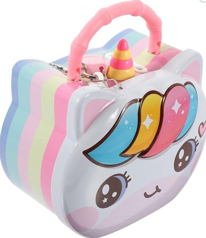 Alcancia Caja Fuerte Infantil de Unicornio Kawaii -0