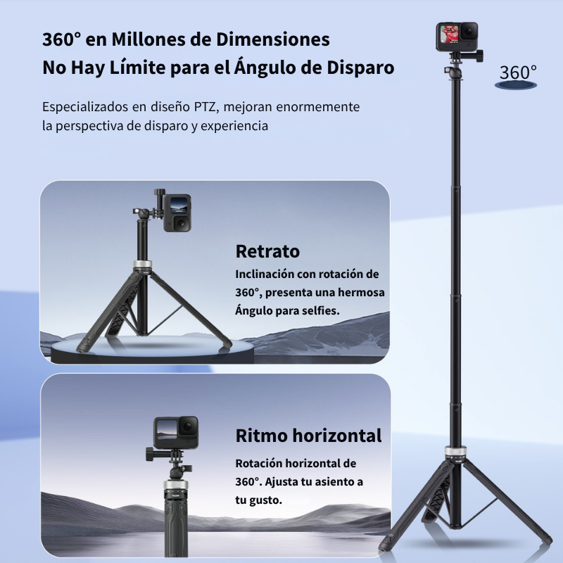 Bastón Trípode Selfie Profesional 1.5M 360° para Cámaras-4