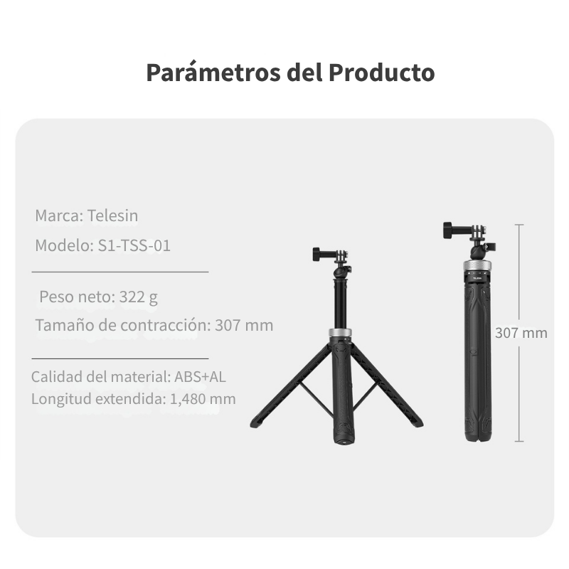 Bastón Trípode Selfie Profesional 1.5M 360° para Cámaras-7