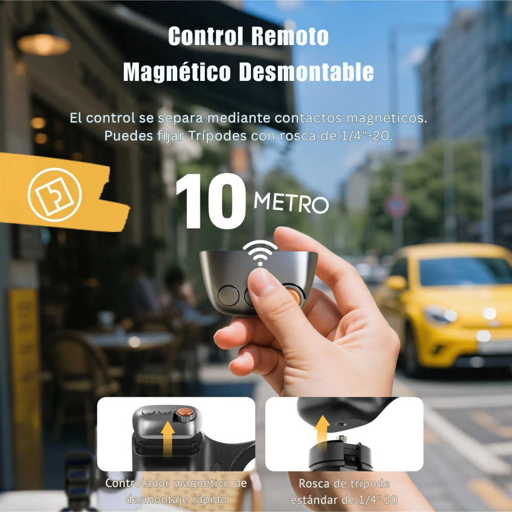 Kit Selfie Pro: Grip + Luz + Espejo + Trípode Universal Black-2