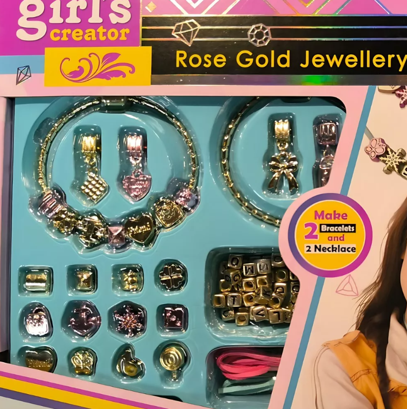 Hazlo Único Set de Pulseras y Collar con Letras para Niñas -3