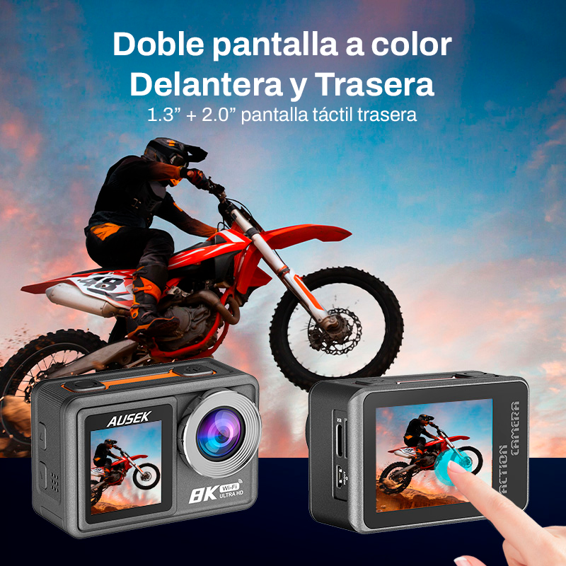 Cámara Deportiva Ausek 8K 50MP UltraHD con Accesorios Acción-3