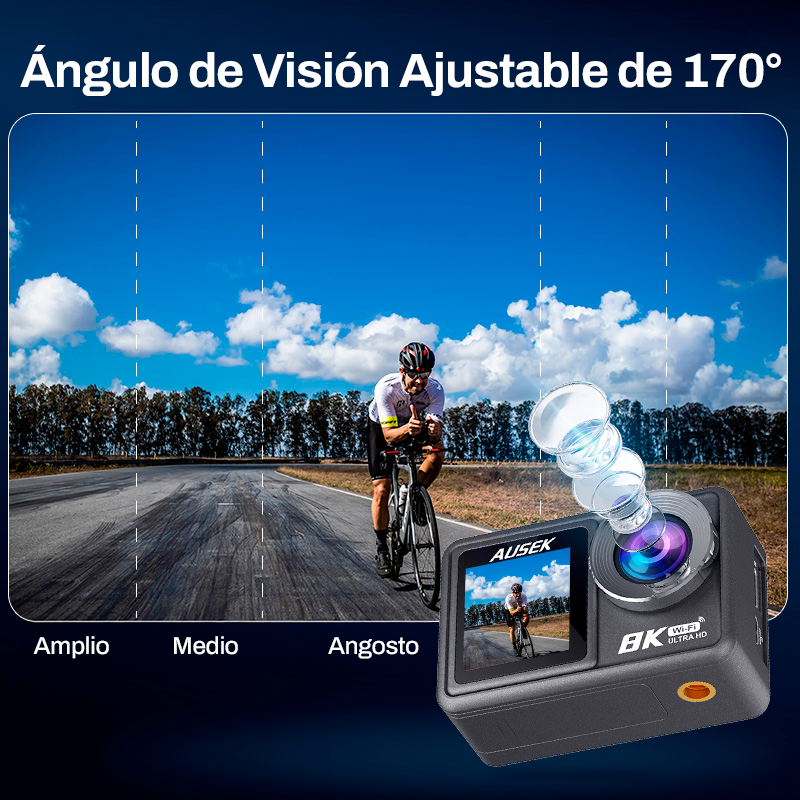 Cámara Deportiva Ausek 8K 50MP UltraHD con Accesorios Acción-5