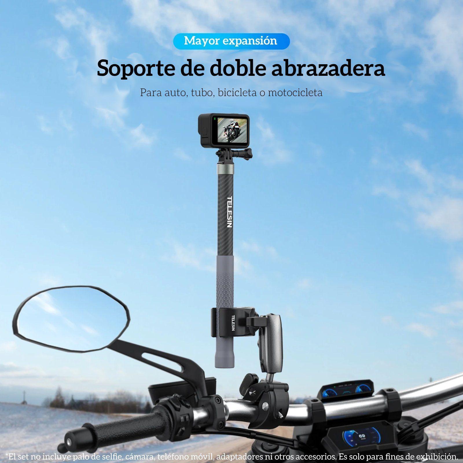 Doble Garra para Moto Bici Tubos con Cámaras GoPro y otras-2
