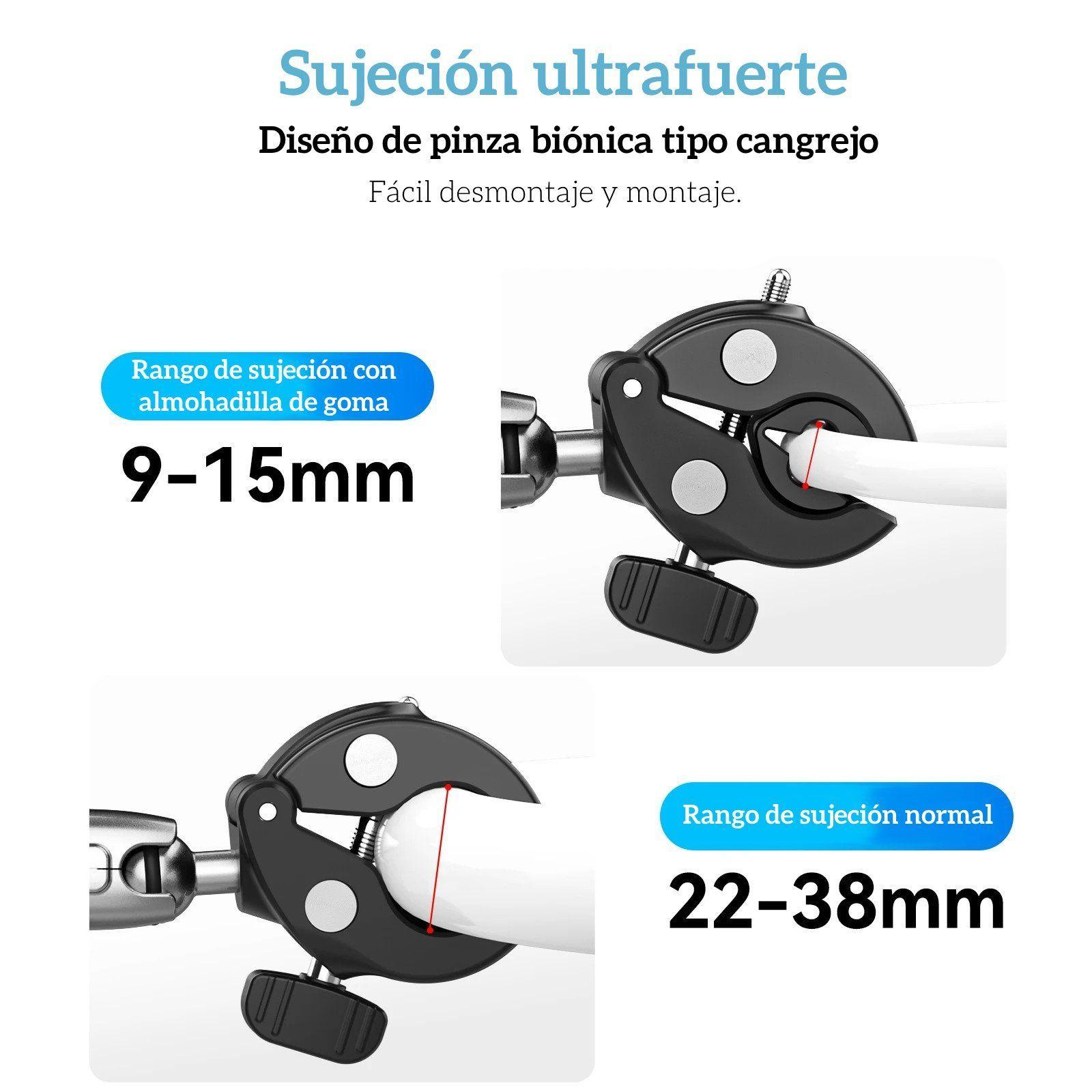 Doble Garra para Moto Bici Tubos con Cámaras GoPro y otras-6
