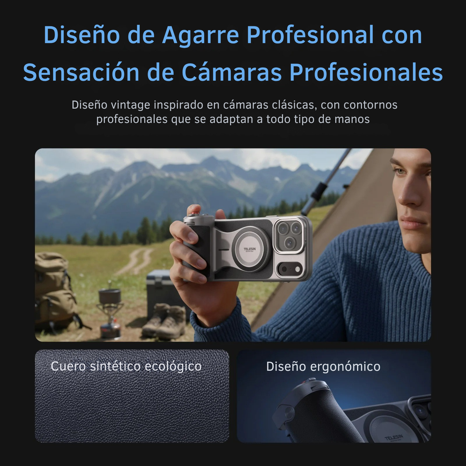 Kit Master Grip Magsafe iPhone 17 Pro con Luz y Filtro UV-5