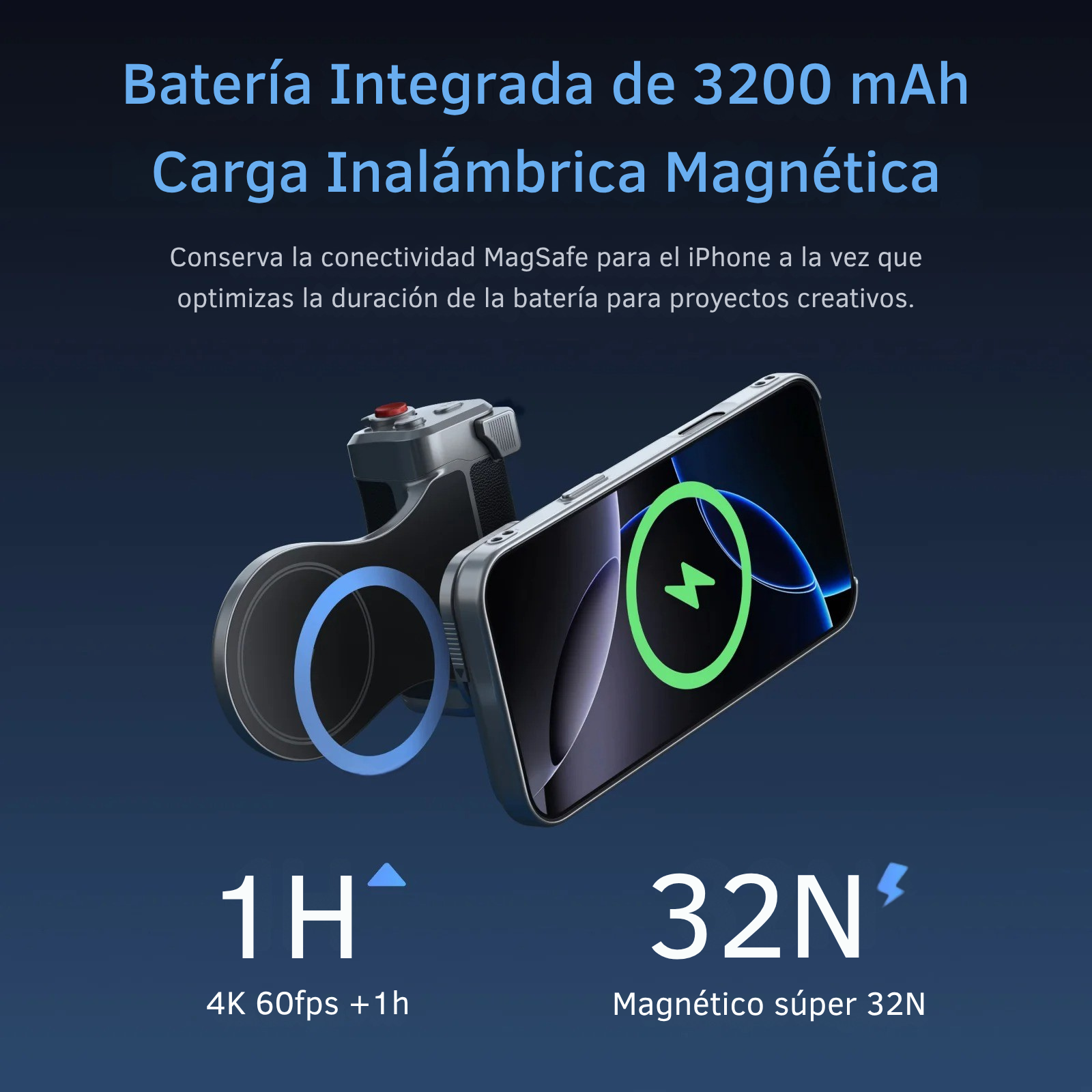 Kit Master Grip Magsafe iPhone 17 Pro MAX con Luz y Filtro UV-2