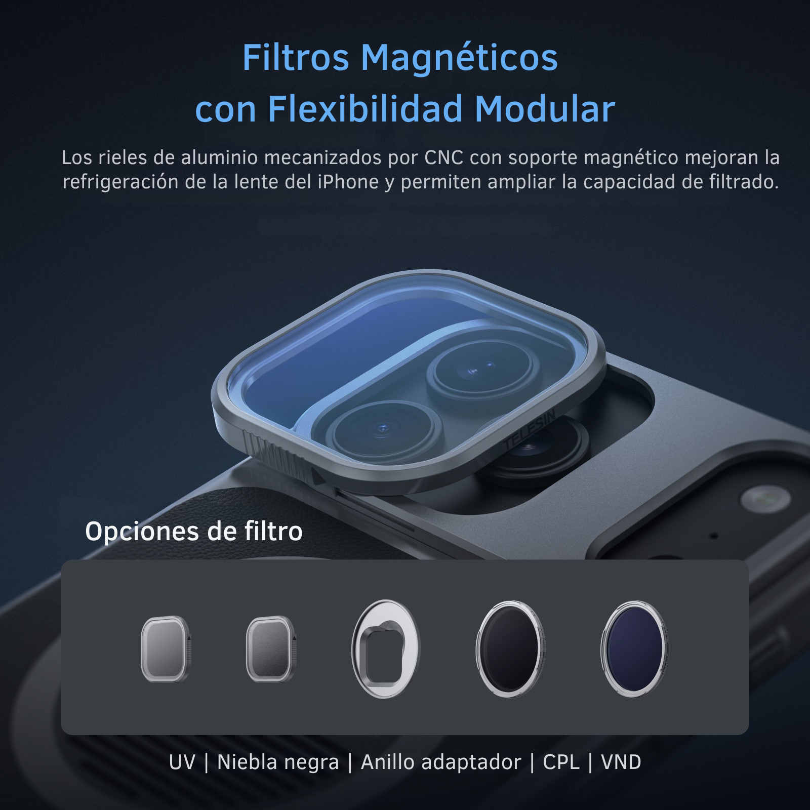 Kit Master Grip Magsafe iPhone 17 Pro MAX con Luz y Filtro UV-6
