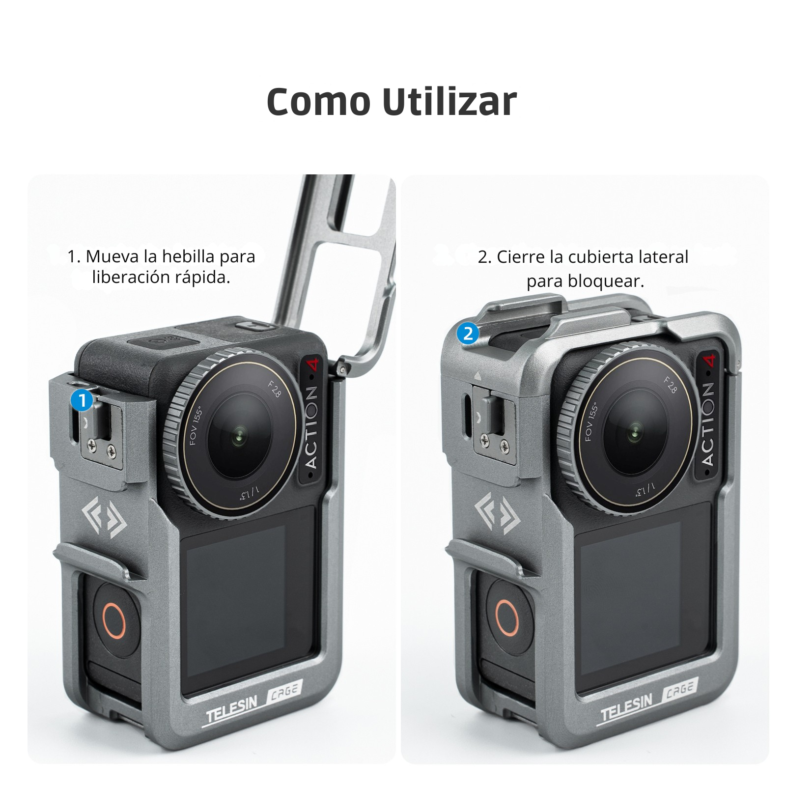 Marco Aluminio Protector para DJI Osmo Action 3 4 5 -Telesin-7