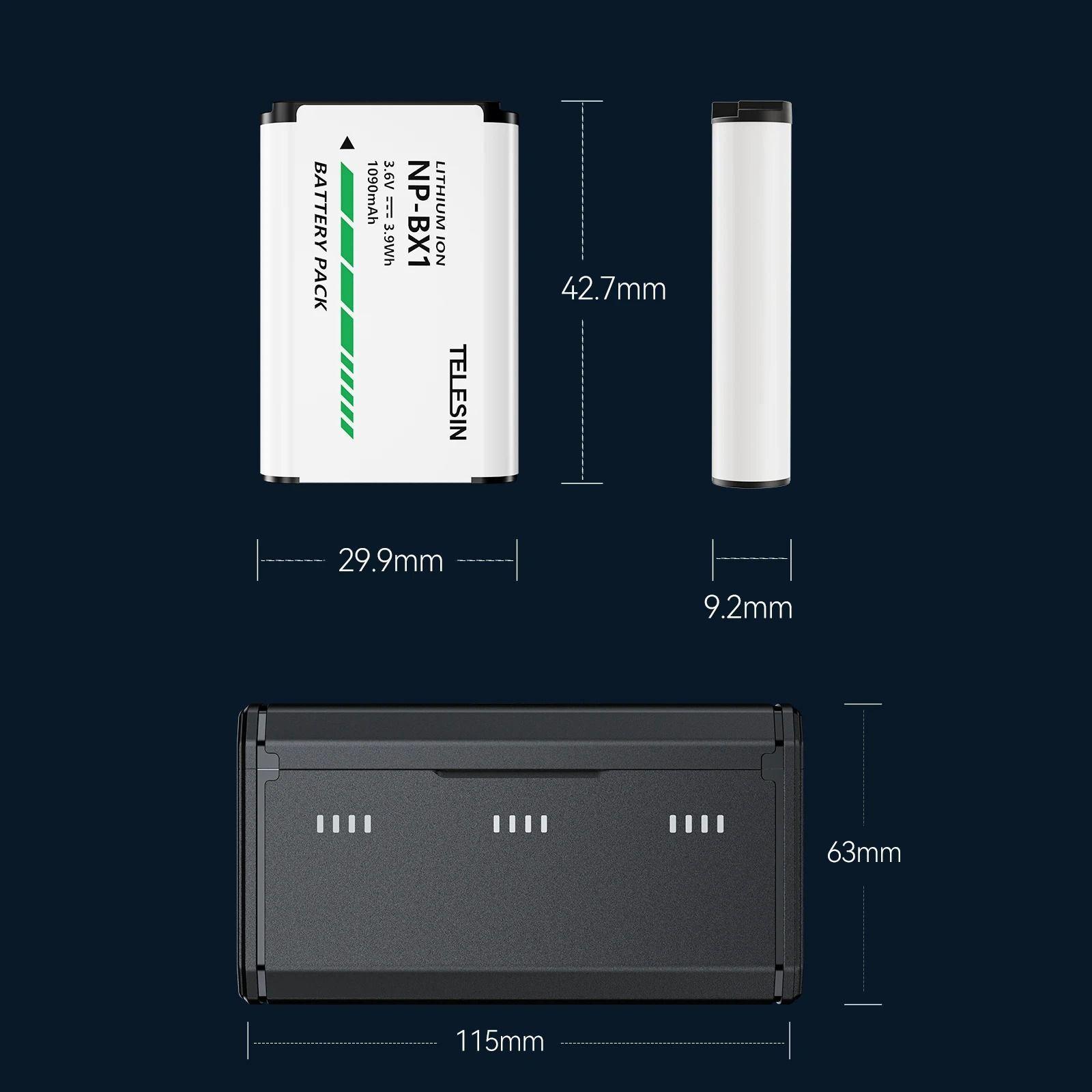 Cargador + 2 baterías NP-BX1 para Camaras Sony - Telesin-3