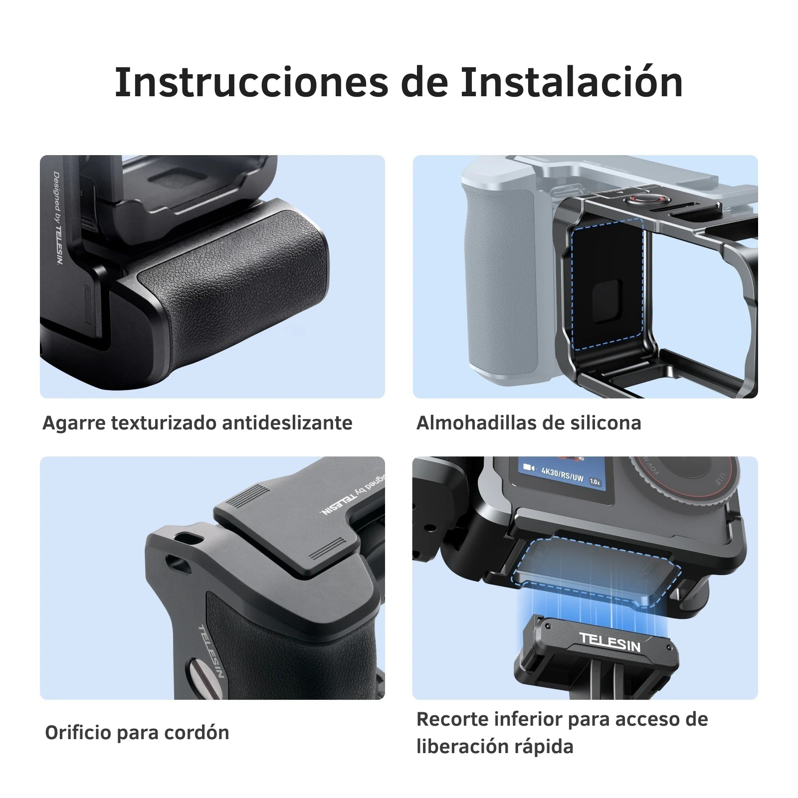 Kit Grip + Jaula Aluminio Empuñadura para DJI Osmo Action 6-6