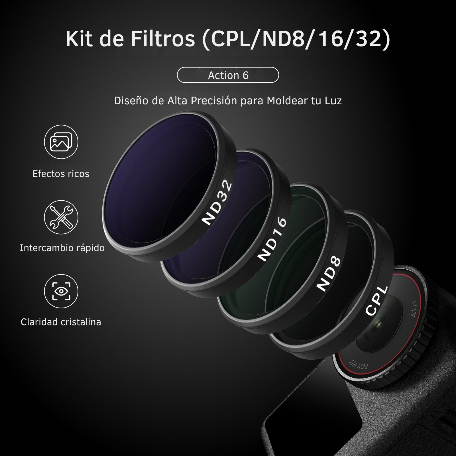 Kit de Filtros CPL + ND8 ND16 ND32 para DJI Osmo Action 6-2