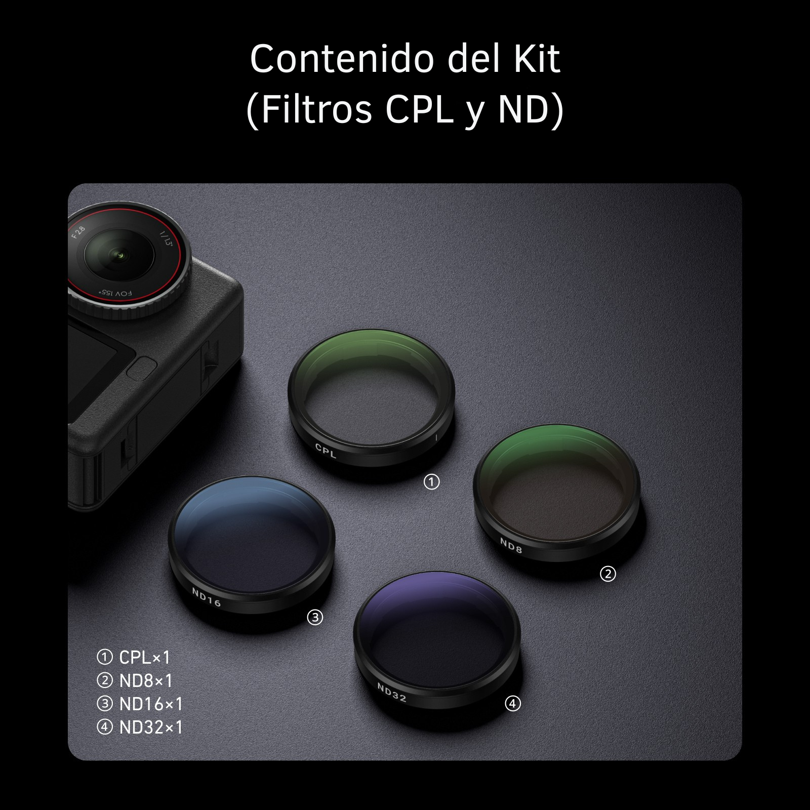 Kit de Filtros CPL + ND8 ND16 ND32 para DJI Osmo Action 6-7