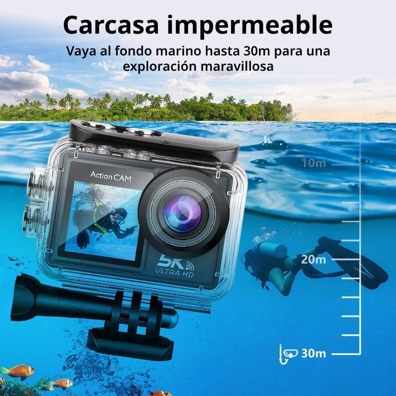 Cámara Deportiva Ausek 5K 24MP UltraHD con Accesorios Acción  AT-M40TRW-5