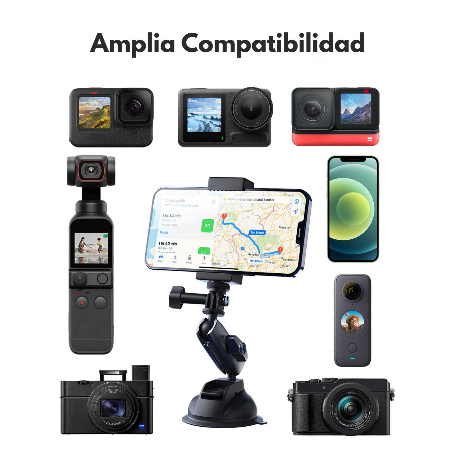 Soporte con Ventosa Aluminio Telesin para Cámaras de Acción-3