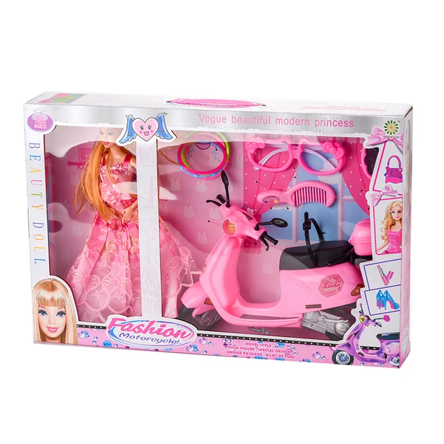 Muñeca Fashion y Moto Scooter de juguete con accesorios para Barbie-0