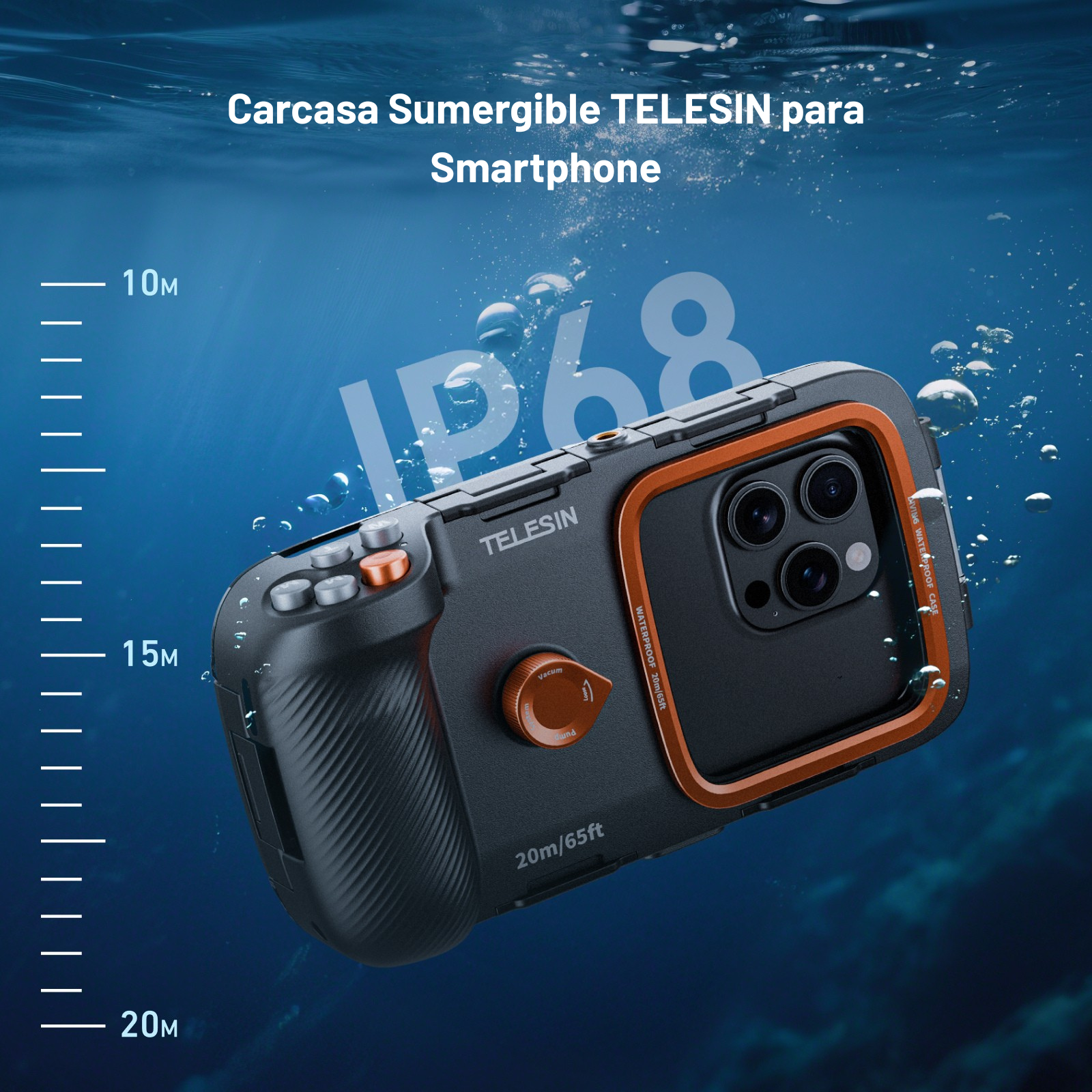 Carcasa Sumergible Celular con Control Remoto IP68 - Telesin-2