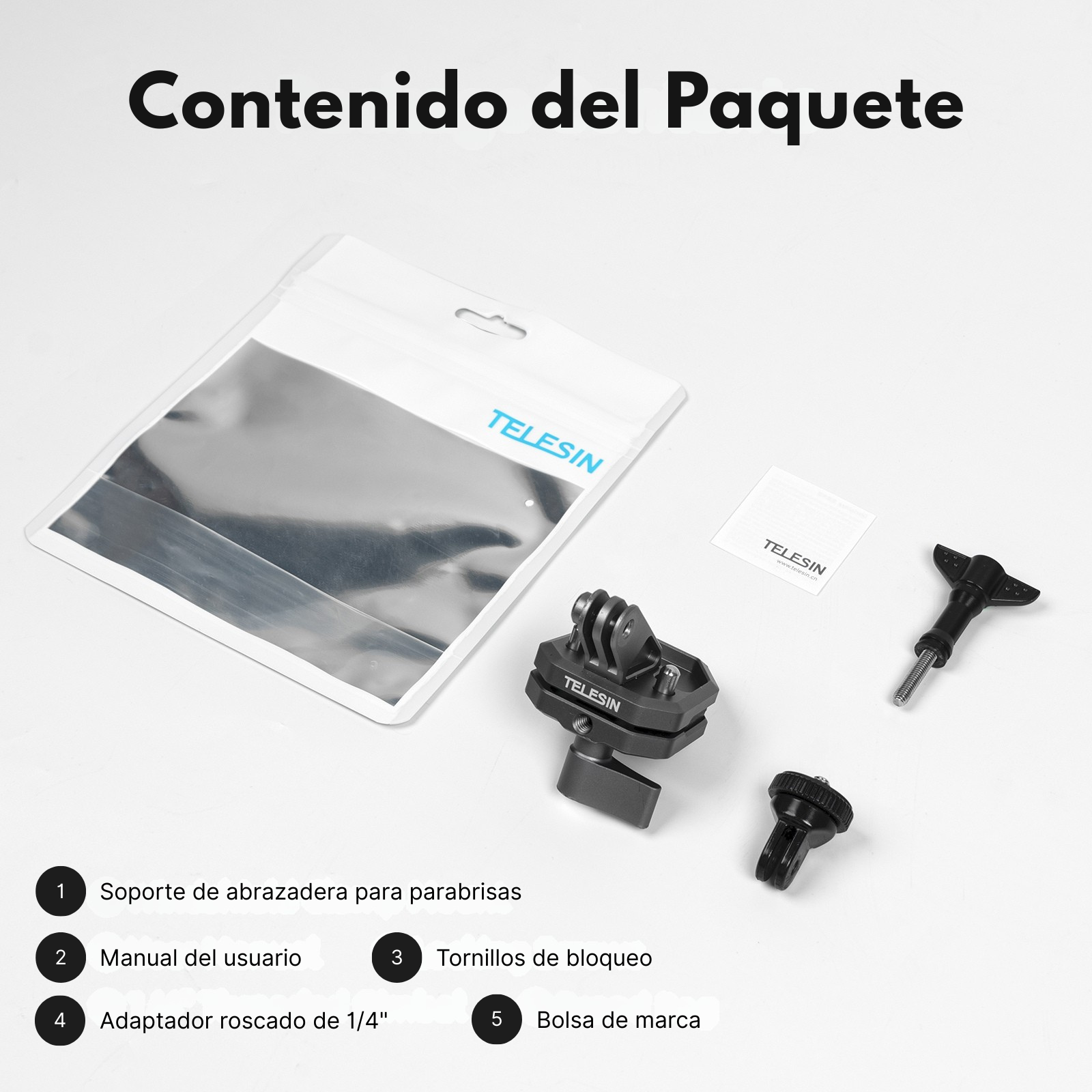 Soporte Clip 180° de Parabrisas Moto para Cámaras Deportivas-7