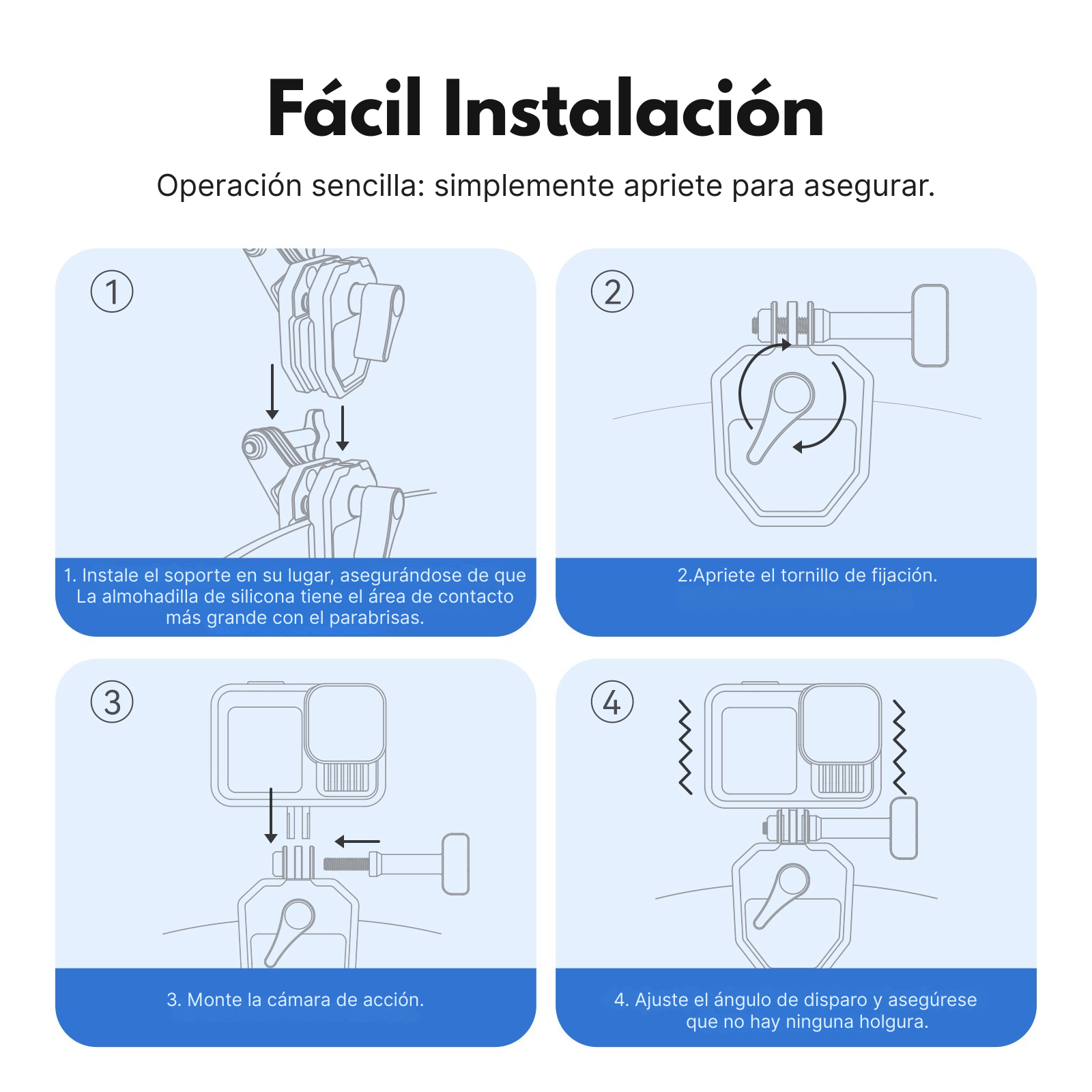 Soporte Clip 180° de Parabrisas Moto para Cámaras Deportivas-8