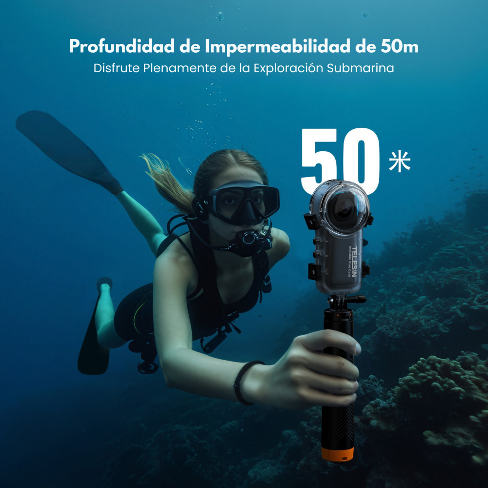 Carcasa Sumergible para Insta360 X4 50M Invisible - TELESIN-2