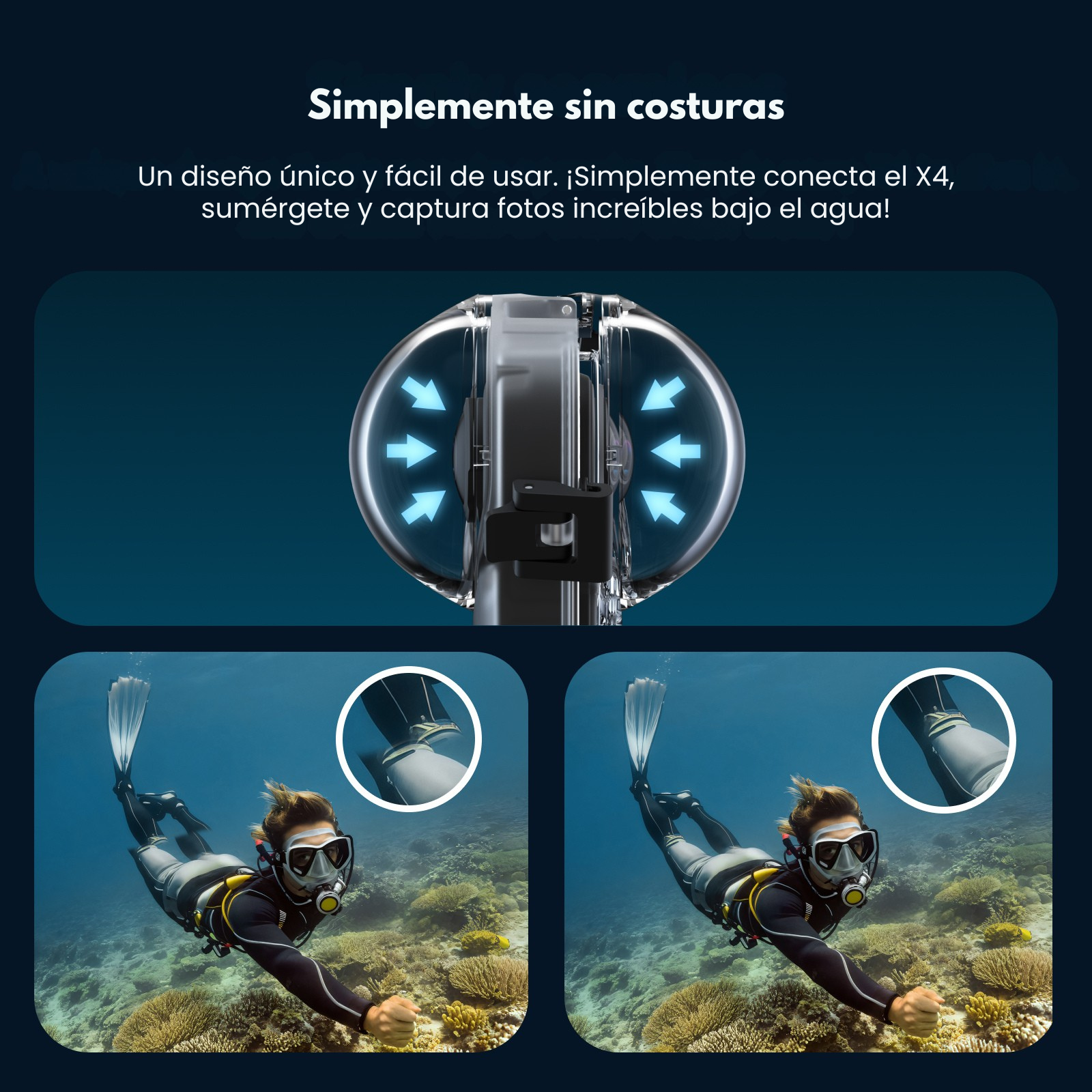 Carcasa Sumergible para Insta360 X4 50M Invisible - TELESIN-6