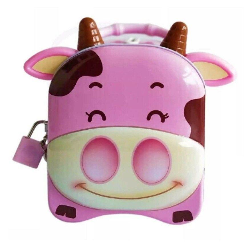 Alcancia Caja Fuerte Infantil Vaquita - Rosa-0