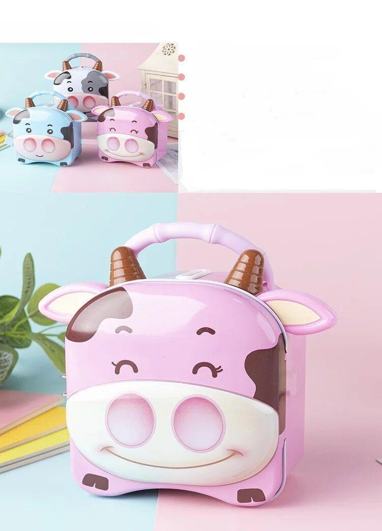 Alcancia Caja Fuerte Infantil Vaquita - Rosa-1