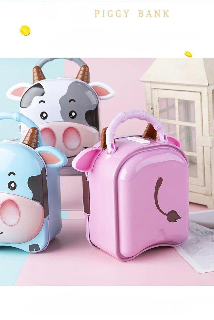 Alcancia Caja Fuerte Infantil Vaquita - Rosa-2