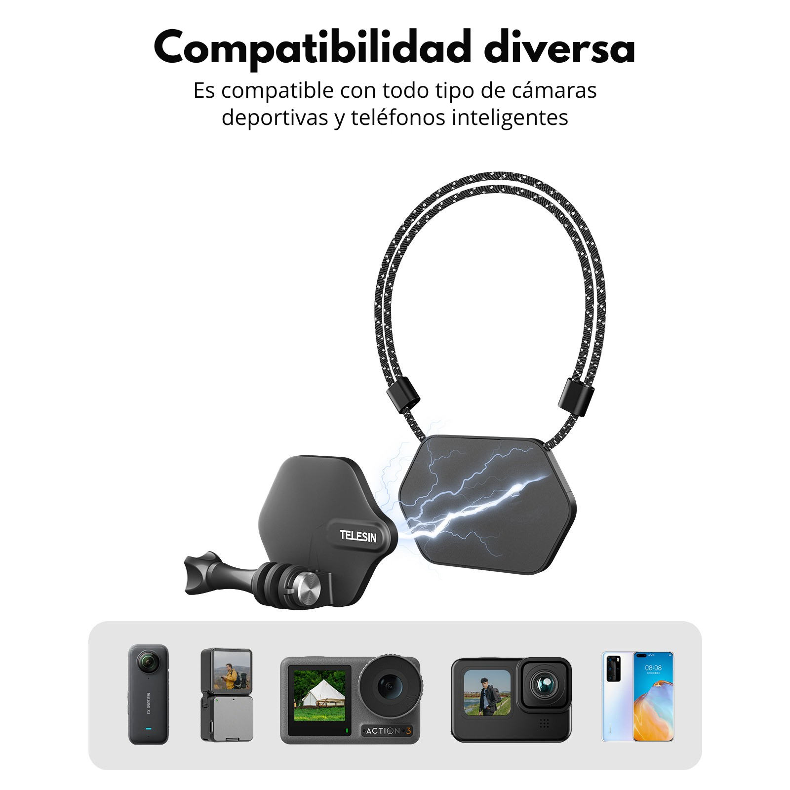 Soporte Mano libre de Cuello Magnético para Cámara Deportiva y Smartphone-5