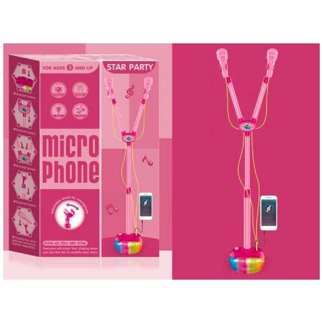 Microfono Karaoke con Pedestal para Telefono - Rosado-1