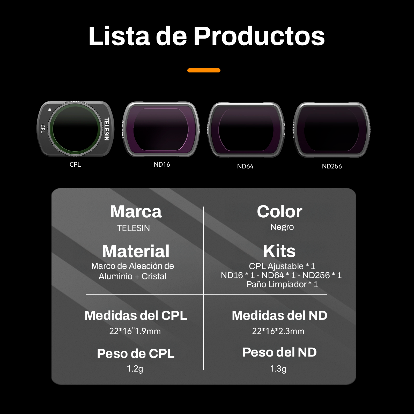 Kit de Filtros Magnéticos para DJI Osmo Pocket 3 - Telesin-7