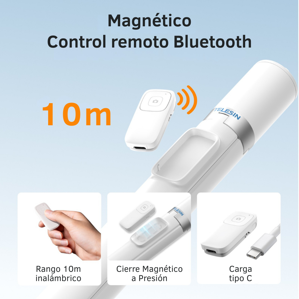 Selfie Stick 1.7m Trípode Apertura Automática Bluetooth-2