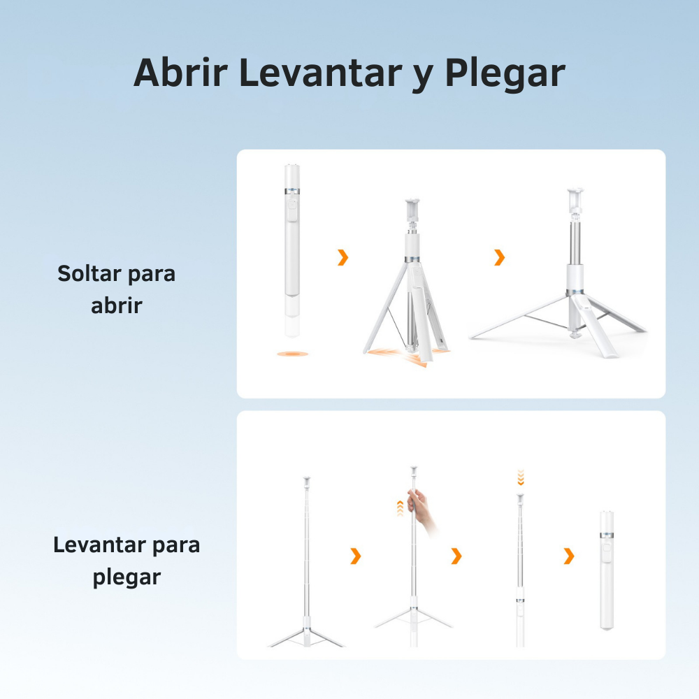 Selfie Stick 1.7m Trípode Apertura Automática Bluetooth-4