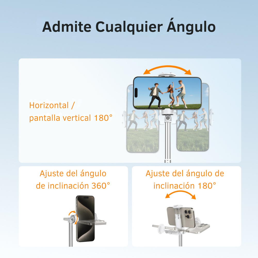 Selfie Stick 1.7m Trípode Apertura Automática Bluetooth-5