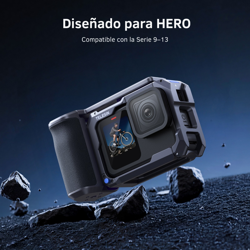 Grip + Jaula Aluminio Empuñadura para GoPro 9 10 11 12 13-2