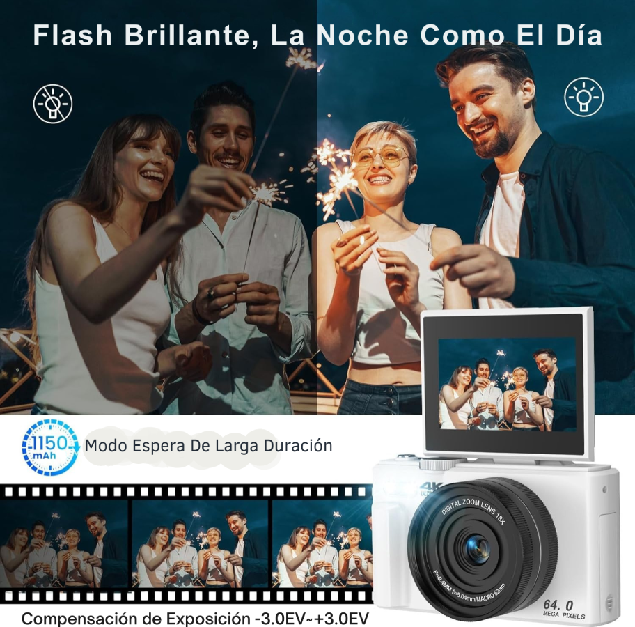 Cámara Fotografíca Digital 4K 30fps 64MP Pantalla Giratoria-5