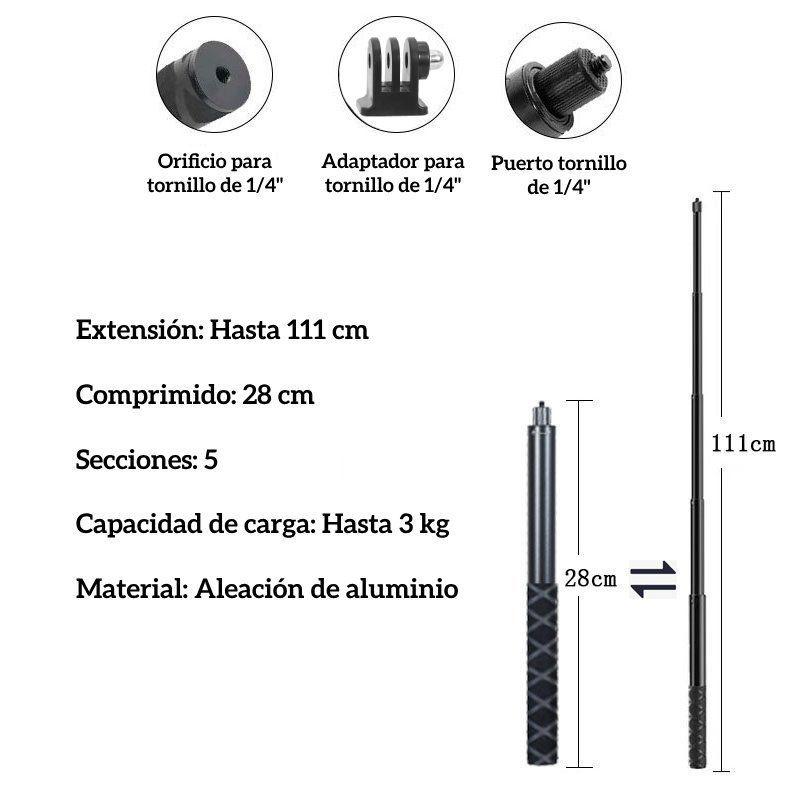 Bastón Selfie Aluminio para Insta360 GoPro y Otras Cámaras-3