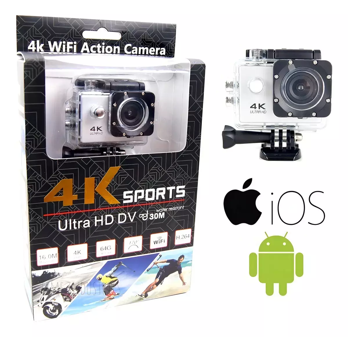 Cámara Deportiva 4K Sport Ultra HD con WiFi y Accesorios-3