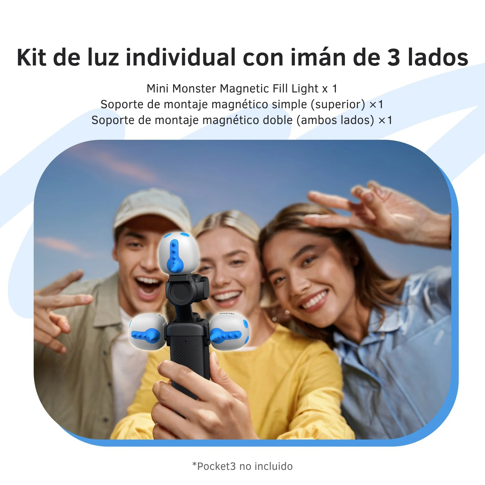 Mini Luz Monstruo LED para Cámara DJI Osmo Pocket 3 y 4 -2