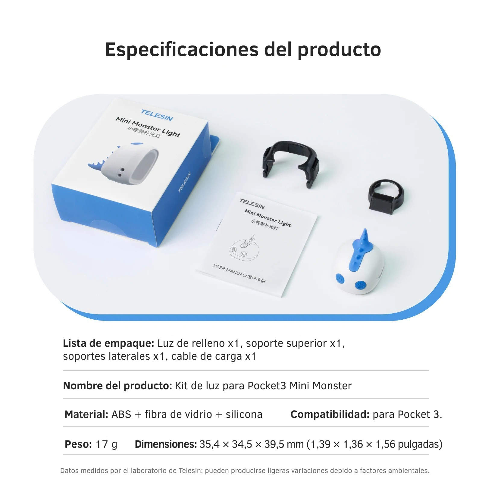 Mini Luz Monstruo LED para Cámara DJI Osmo Pocket 3 y 4 -7