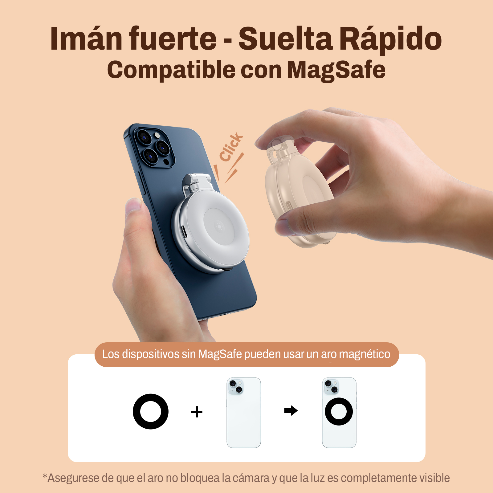 Aro de Luz Magnético MagSafe con 3 Modos Ajustable - Telesin-4