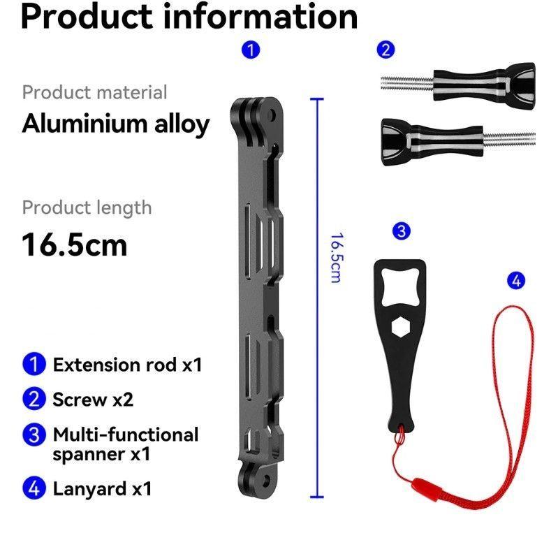 Extensión de Aluminio para Cámara Gopro u otras - Telesin-3