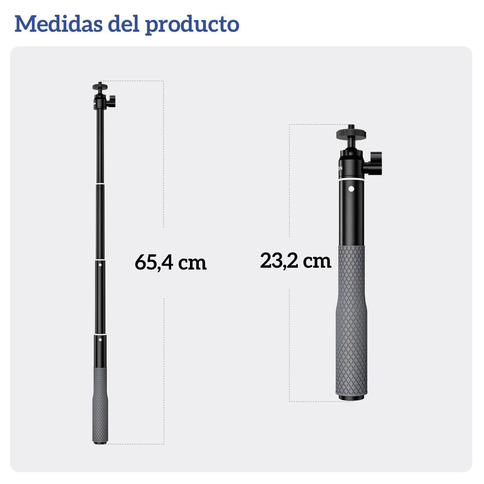 Bastón Selfie Aluminio 65cm para GoPro Insta360 Osmo y Otras-5
