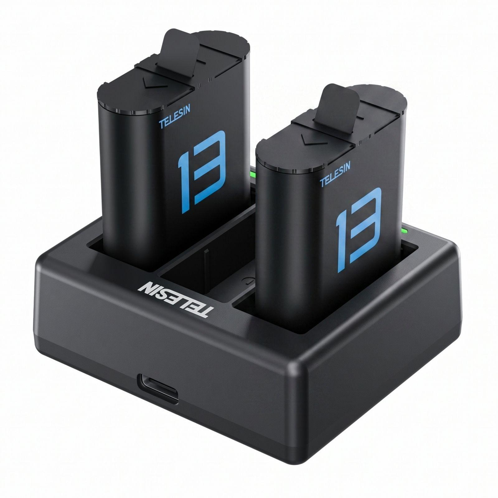 Cargador Triple con 2 Baterias para GoPro 13 Black Telesin-0