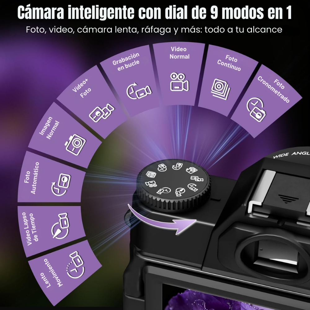 Cámara Digital 6K 64MP Pantalla 180° con WiFi y Zoom 16X-6