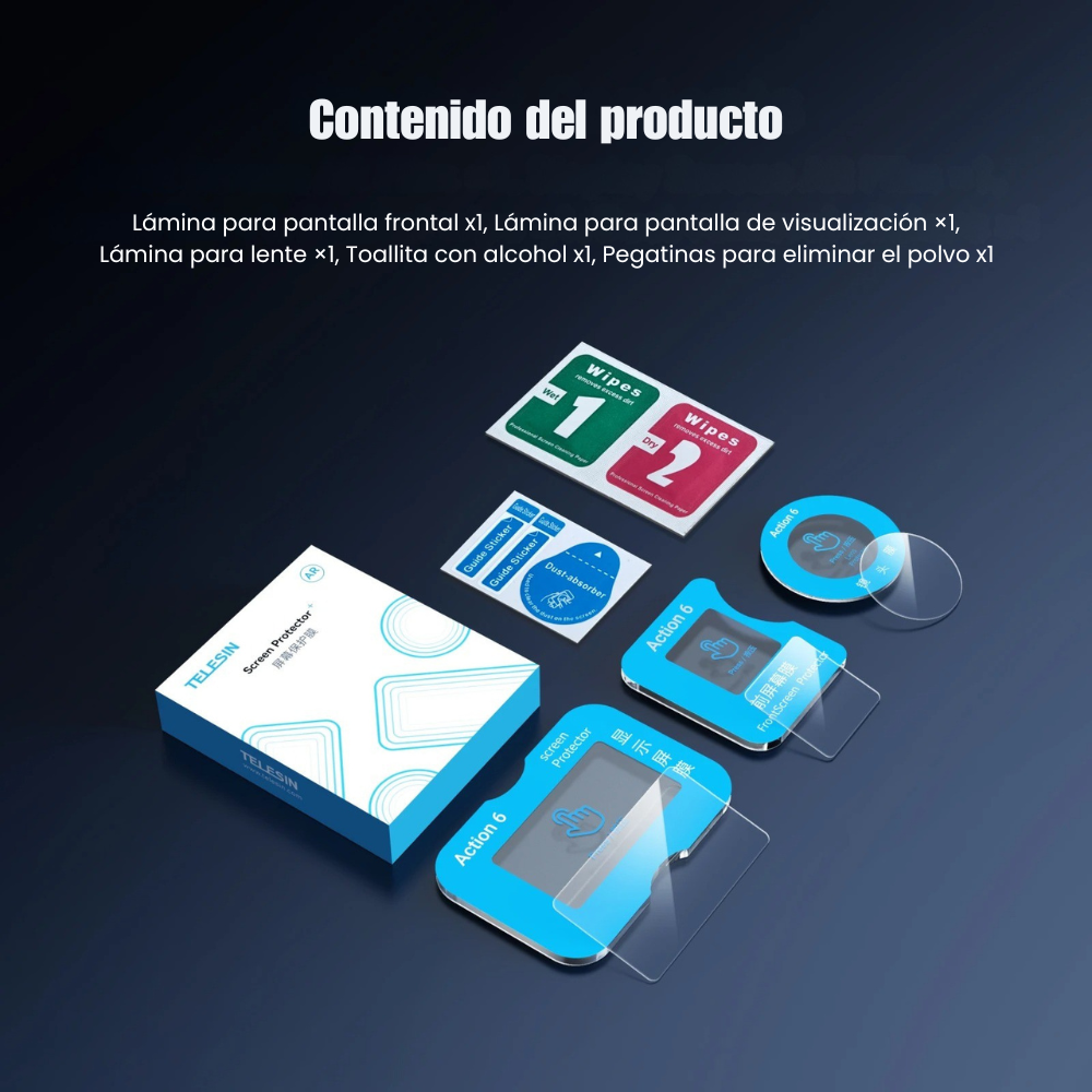 Láminas de Vidrio Templado para DJI Osmo Action 6 - Telesin-7