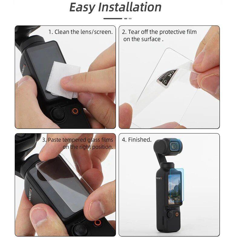 Laminas Vidrio Templado para DJI Osmo Pocket 3 y 4 - Telesin-3