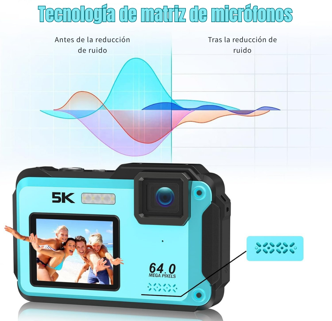 Cámara Sumergible 5K 64MP con WiFi y Doble Pantalla Zoom 16X-2