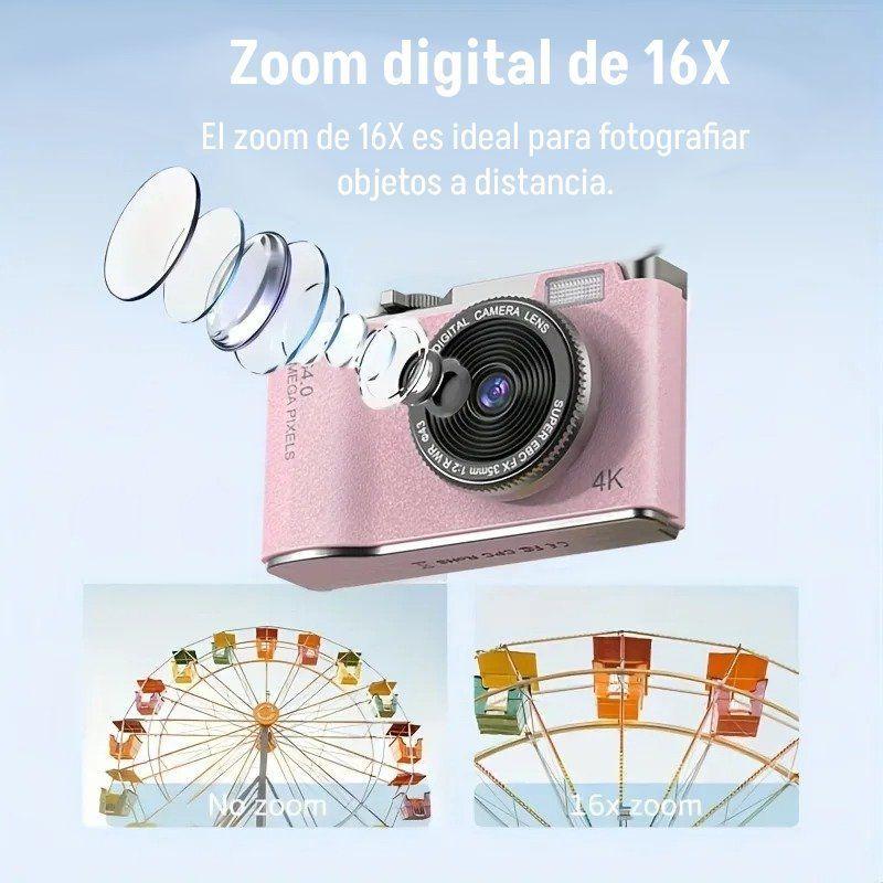 Cámara Retro para Niño 4K Con Fotos Videos Zoom y Juegos-5