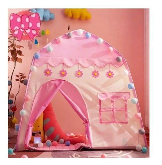 Carpa Estilo Casa Para Niños Portatil - Rosado-2